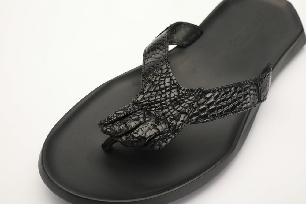 Crocodile Skin Claw Genuine Leather Slip Flop Summer Fashion Outdoor Anti-Slip Men's Slippers Men Sandals