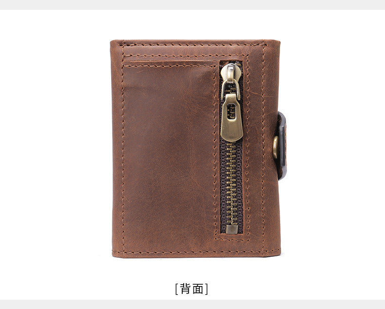 Men's wallet cowhide tri-fold coin purse men's wallet