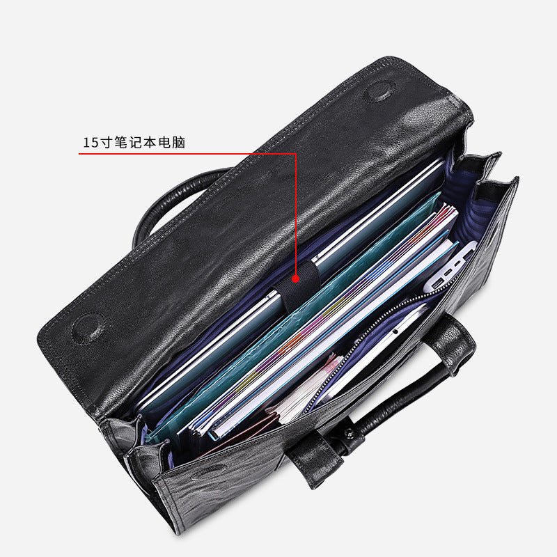 Men's handbag, genuine cowhide leather, high quality, large capacity, briefcase, handbag for men