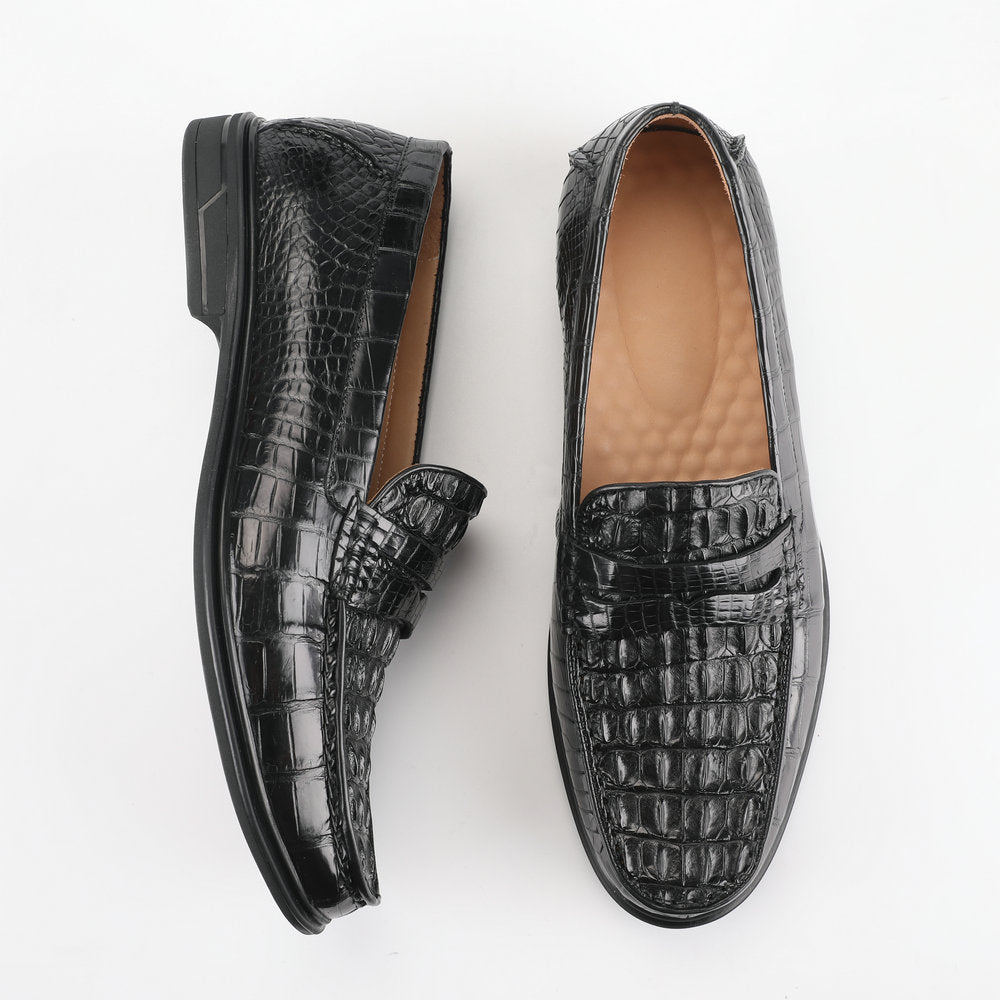Crocodile Skin Genuine Leather Men's Leather Shoes Rubber Sole Moccasins Formal Business Casual Men's Shoes