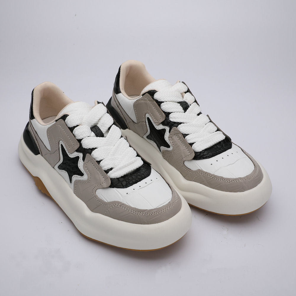 Men's Crocodile Belly Skin Casual Shoes, Genuine Leather, Fashion, Thick Sole, Anti-Slip Sneakers, Men's Sports Shoes