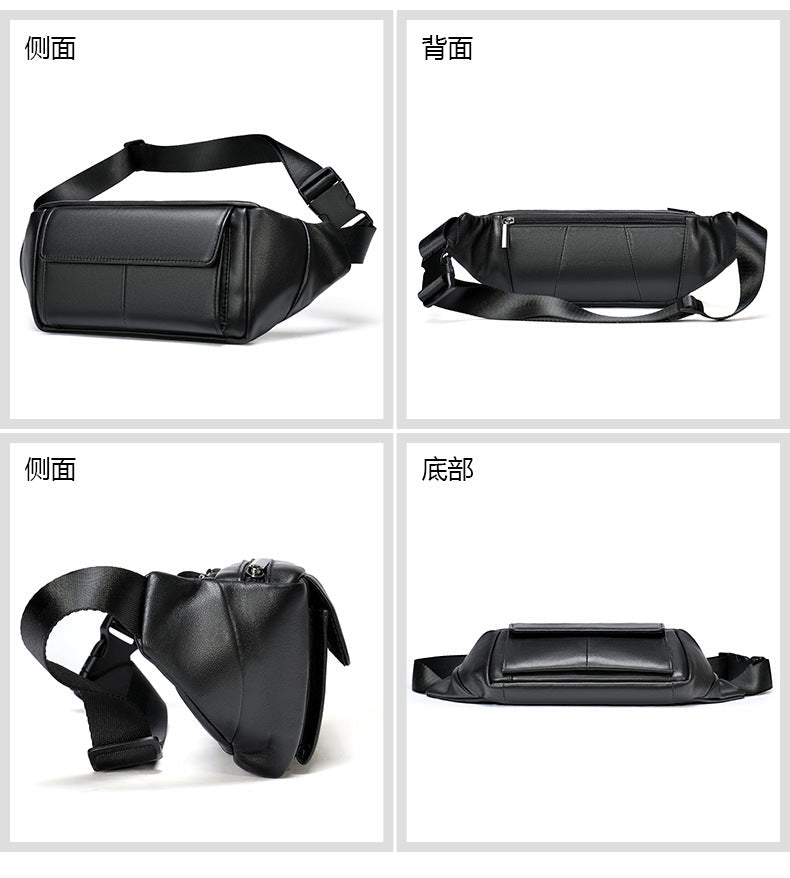 Men's Waist Bag Sheepskin Genuine Leather Fashion Casual Simple Multifunctional Crossbody Bust Bag