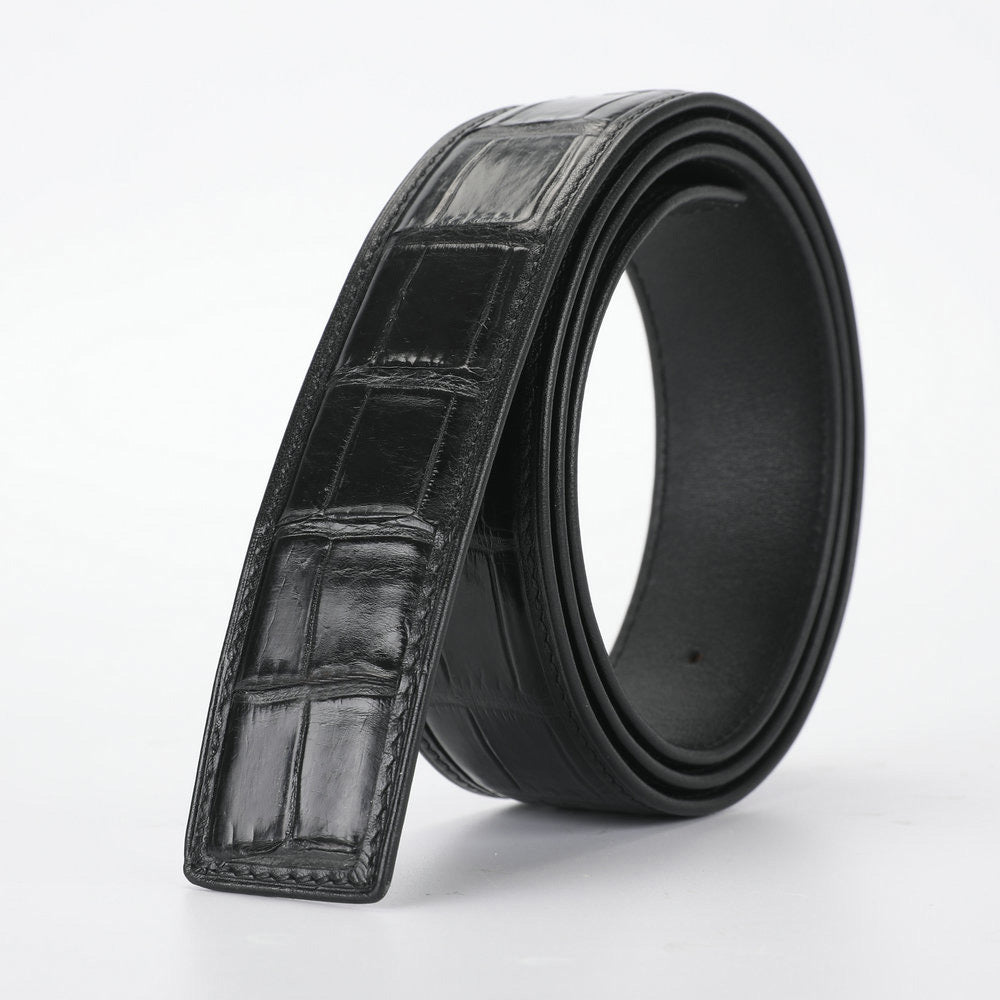 Crocodile skin belly skin without buckle men's belt genuine leather without splicing business casual plate buckle needle buckle men belt without buckle