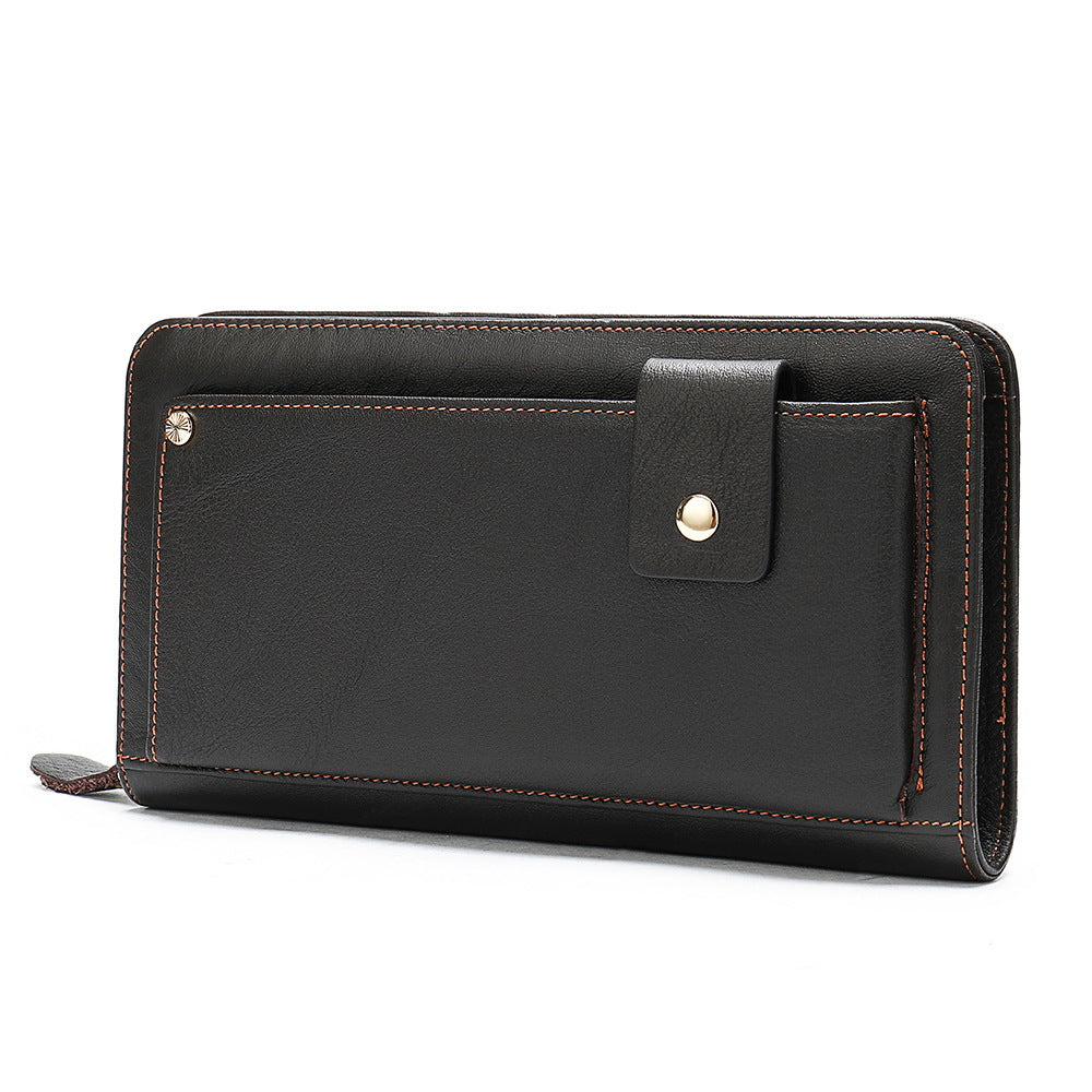 Men's long wallet cowhide clutch bag business casual fashion retro card holder men's wallet