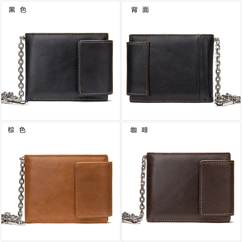 Men's short wallet genuine cowhide leather retro multifunctional men's wallet
