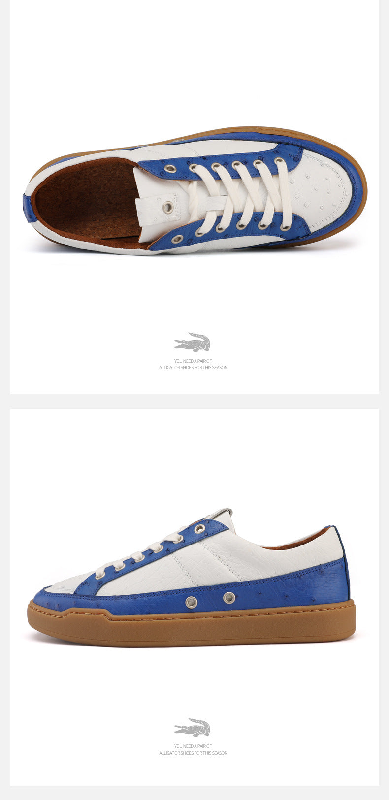South African Ostrich Skin Genuine Leather Men's Sneakers Sports Casual Shoes Flat Bottom Shoes