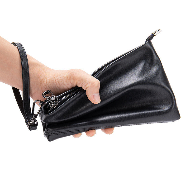 Men's wallet clutch bag made of cowhide genuine leather Korean fashion business soft leather large capacity wrist bag