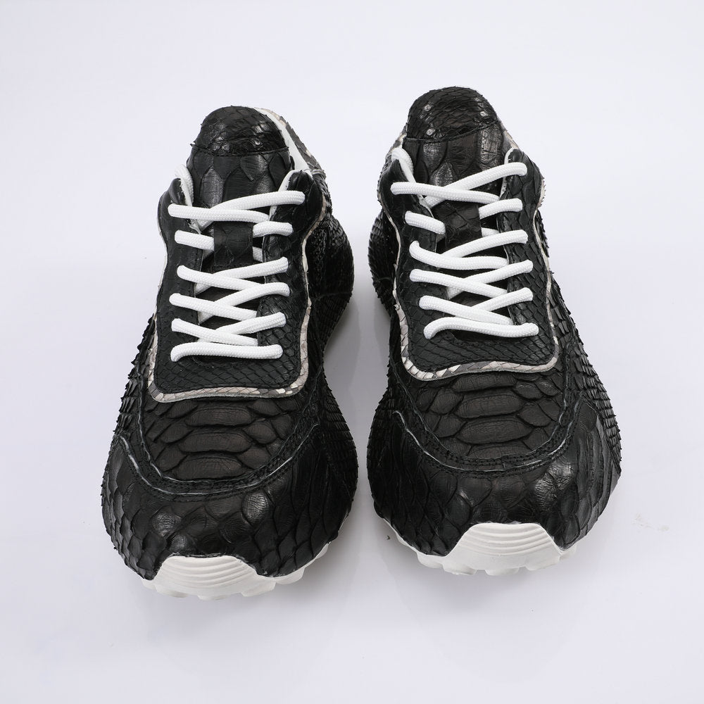 Python Skin Genuine Leather Men's Sneakers Sports Casual Shoes Fashion In Heels Men Shoes