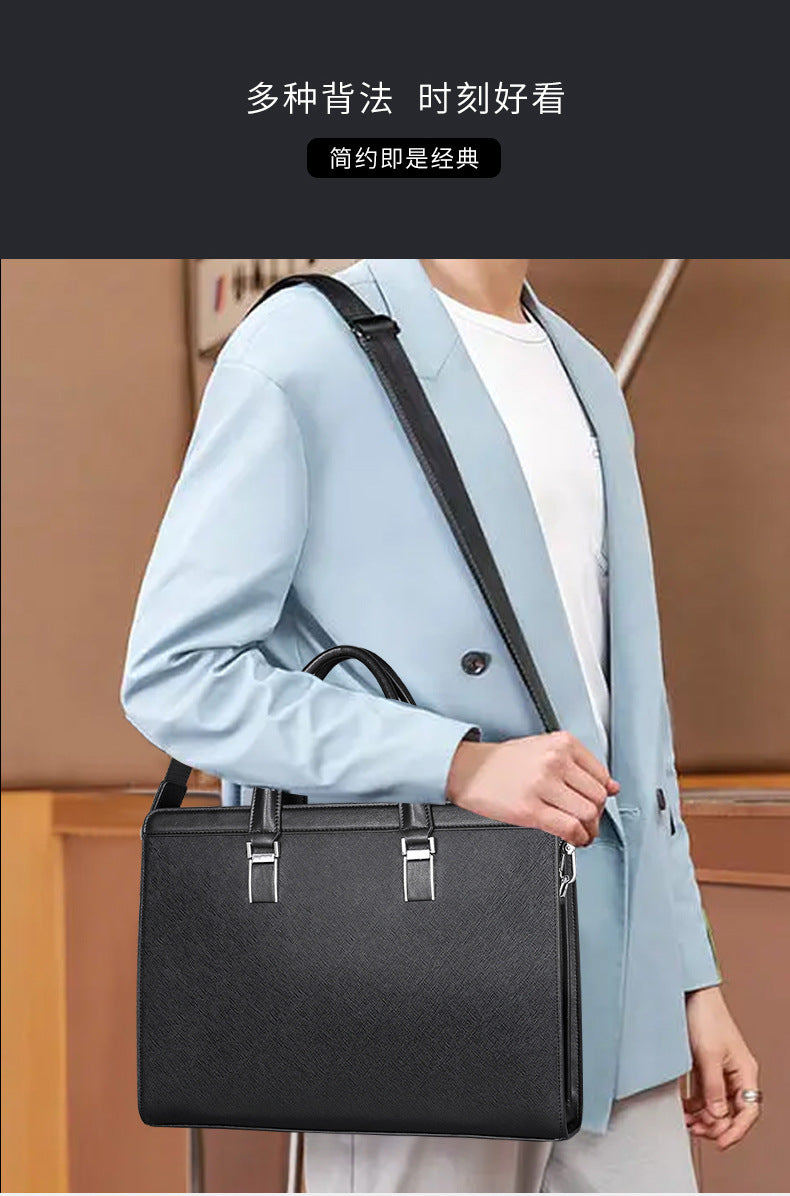 Men's handbag cowhide genuine leather computer bag large capacity business briefcase