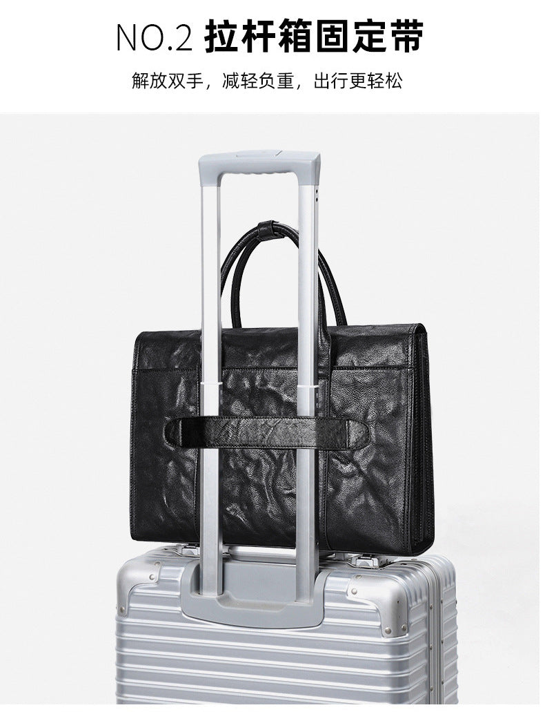 Men's handbag, genuine cowhide leather, high quality, large capacity, briefcase, handbag for men