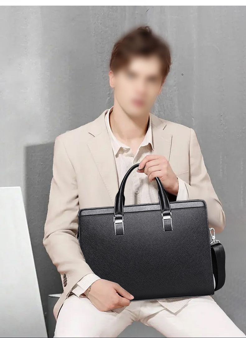Men's handbag cowhide genuine leather computer bag large capacity business briefcase
