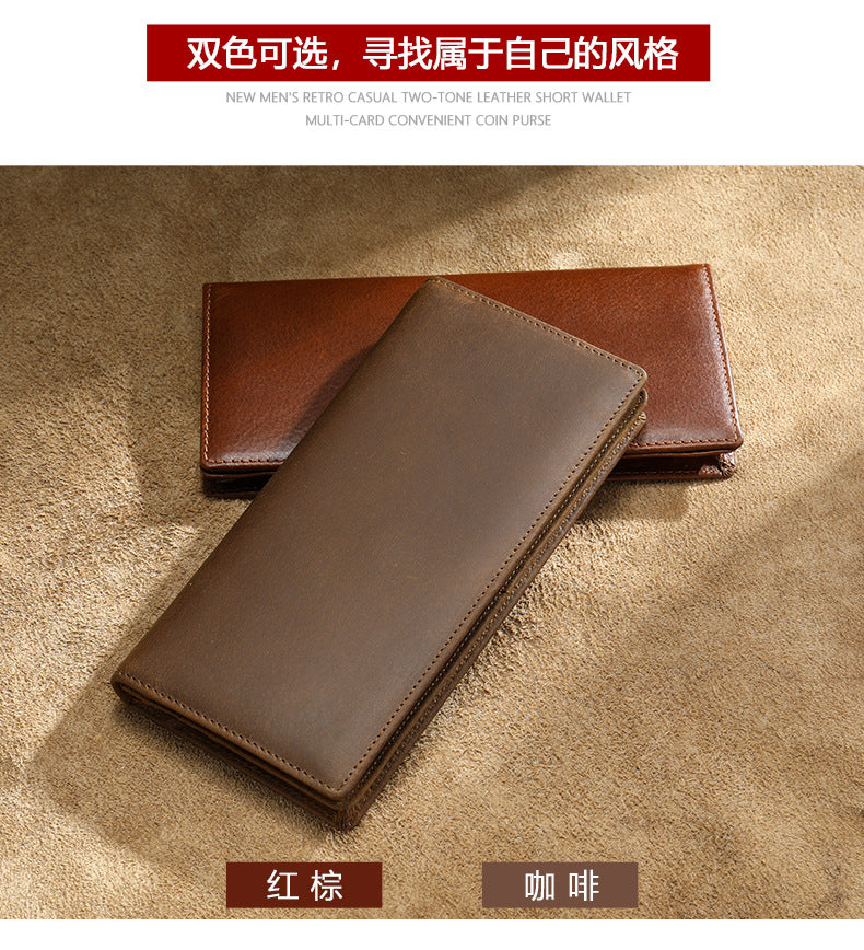 Men's long wallet handmade retro clutch bag coin holder wallet for men