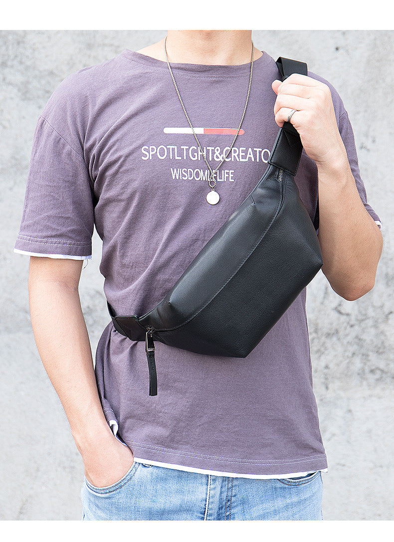 Men's bust bag Genuine cowhide leather casual sports crossbody bag for men Shoulder bag