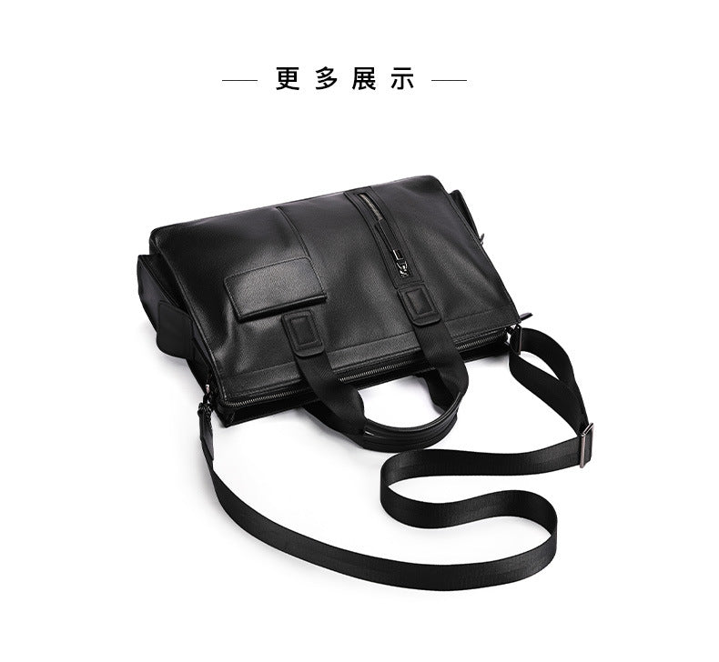 Men's handbag, genuine cowhide leather, computer bag, business large-capacity briefcase