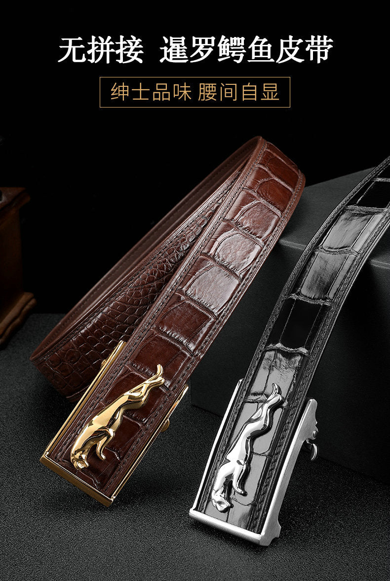 Men's Belt Siamese Crocodile Skin Genuine Leather Automatic Buckle Casual Men's Belt