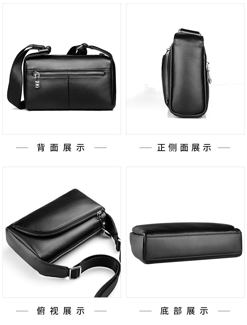 Men's Shoulder Bag Cowhide Genuine Leather Korean Fashion Casual Crossbody Bag