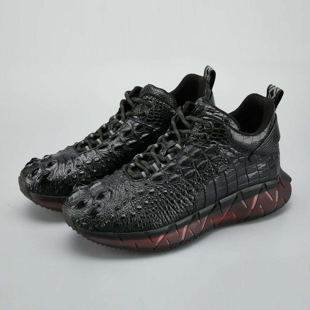 2023 New Crocodile Skin Men's Shoes Genuine Leather Platform Men's Shoes Fashion Sports Casual Shoes