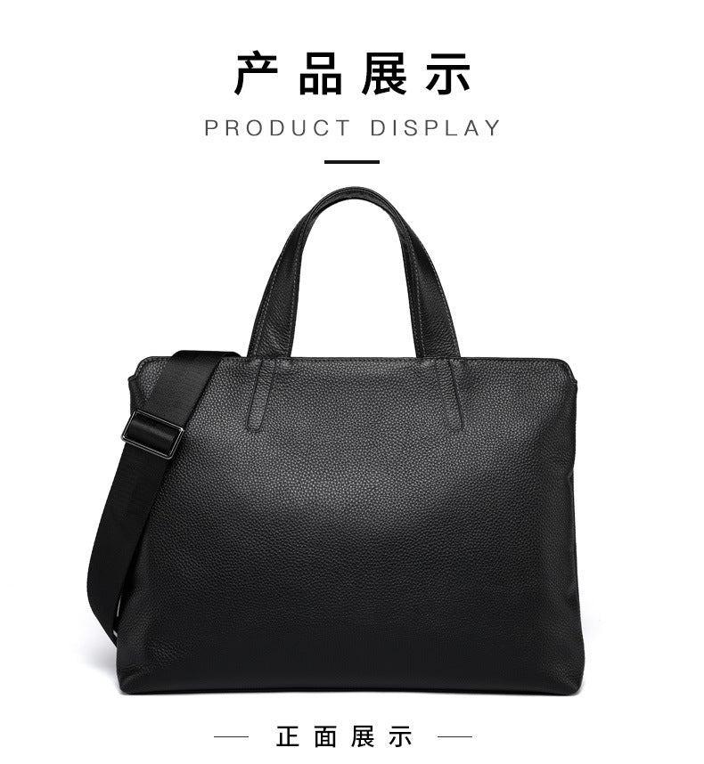 Men's handbag genuine cowhide leather business casual large capacity briefcase handbag