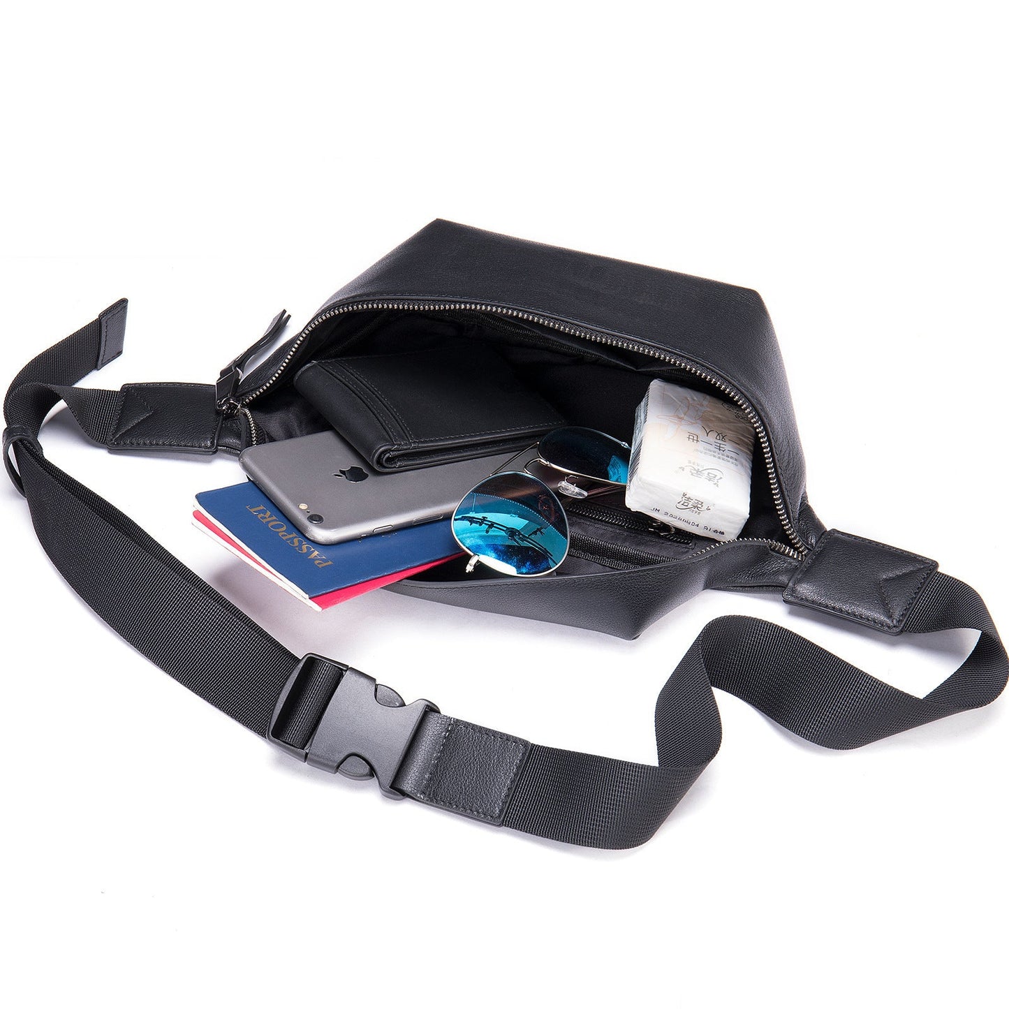 Men's bust bag Genuine cowhide leather casual sports crossbody bag for men Shoulder bag