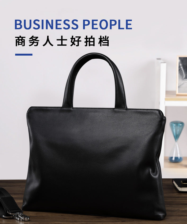 Men's Handbag Genuine Cow Leather Computer Bag Large Capacity Briefcase for Business Trips