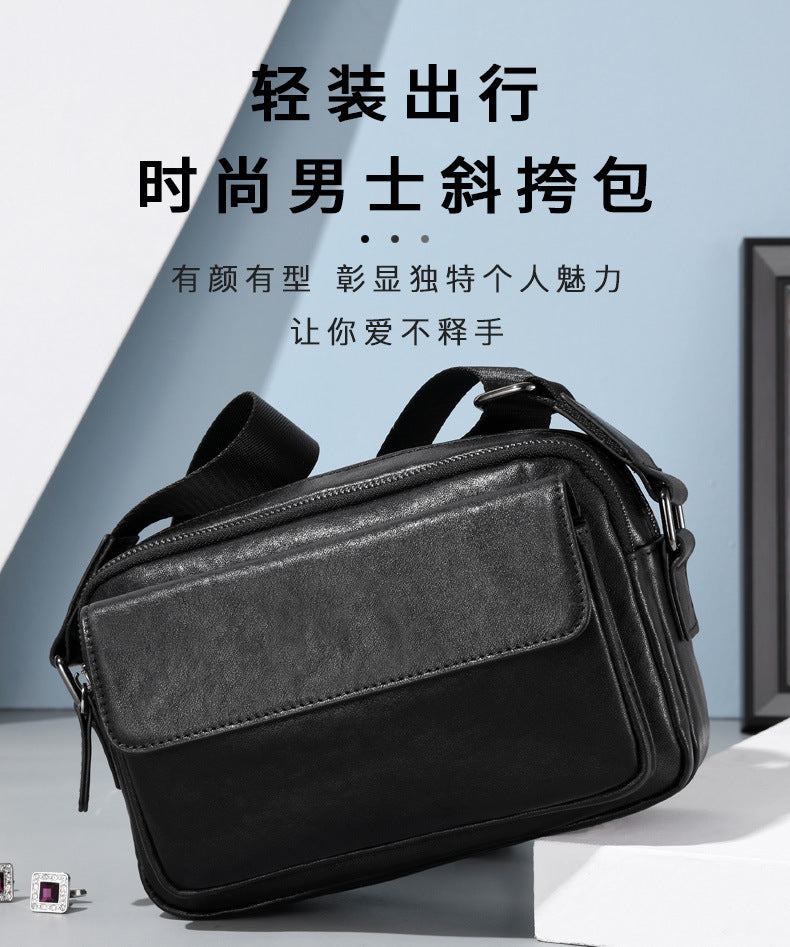 Men's Shoulder Bag Made of Cowhide Genuine Leather High Quality Business Casual Crossbody Bag