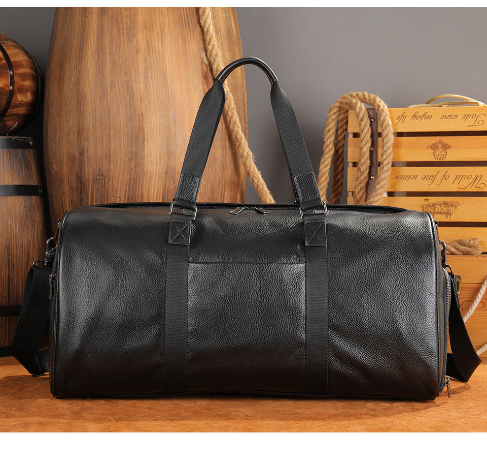 Men's travel bag Dry and wet separation cowhide genuine leather short distance business trip handbag handbag fitness travel bag large capacity men's luggage bag