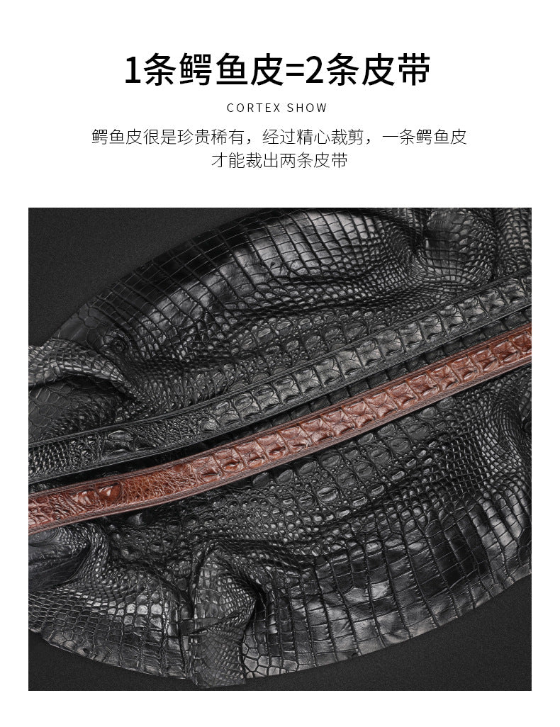 Siamese Crocodile Skin Men's Belt Genuine Leather Business Casual Width 3.8cm Men's Belt
