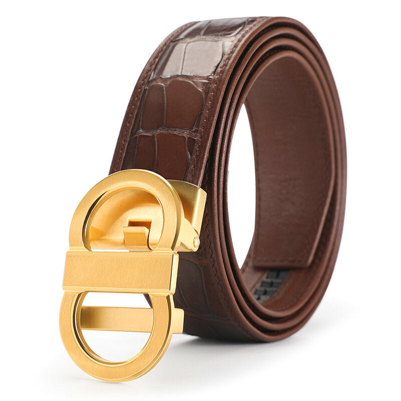 Siamese Crocodile Skin Genuine Leather Men's Belt Automatic Buckle Fashion Casual Business High Quality Men's Belt