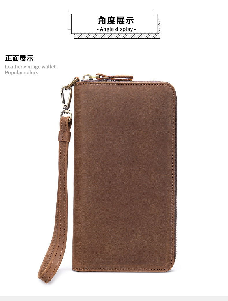 Men's Wallet Genuine Cow Leather Wallet Fashion Large Capacity Clutch Bag for Men