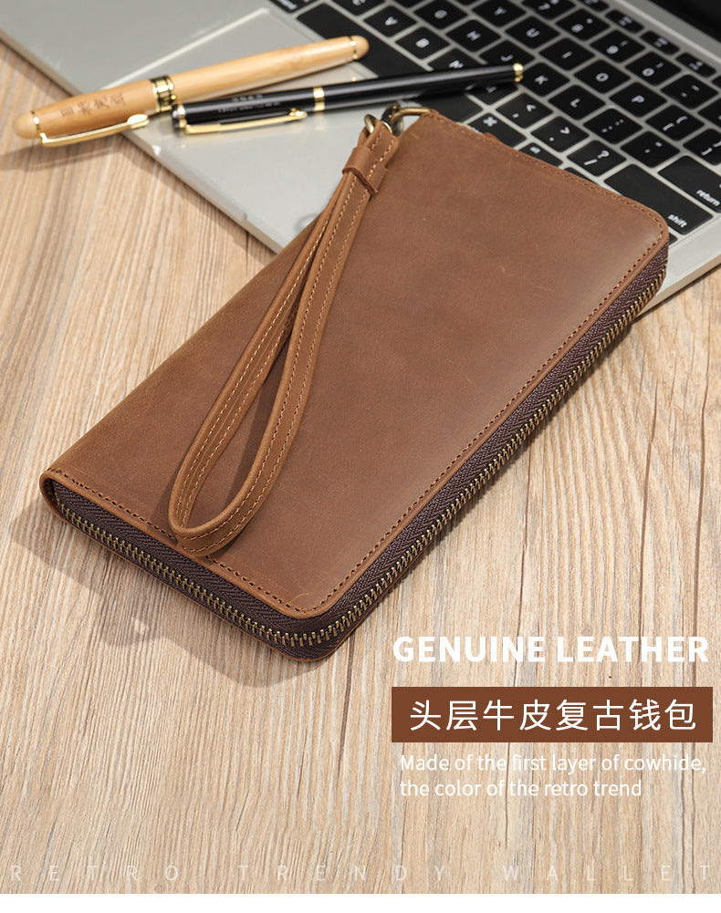 Men's Wallet Genuine Cow Leather Wallet Fashion Large Capacity Clutch Bag for Men