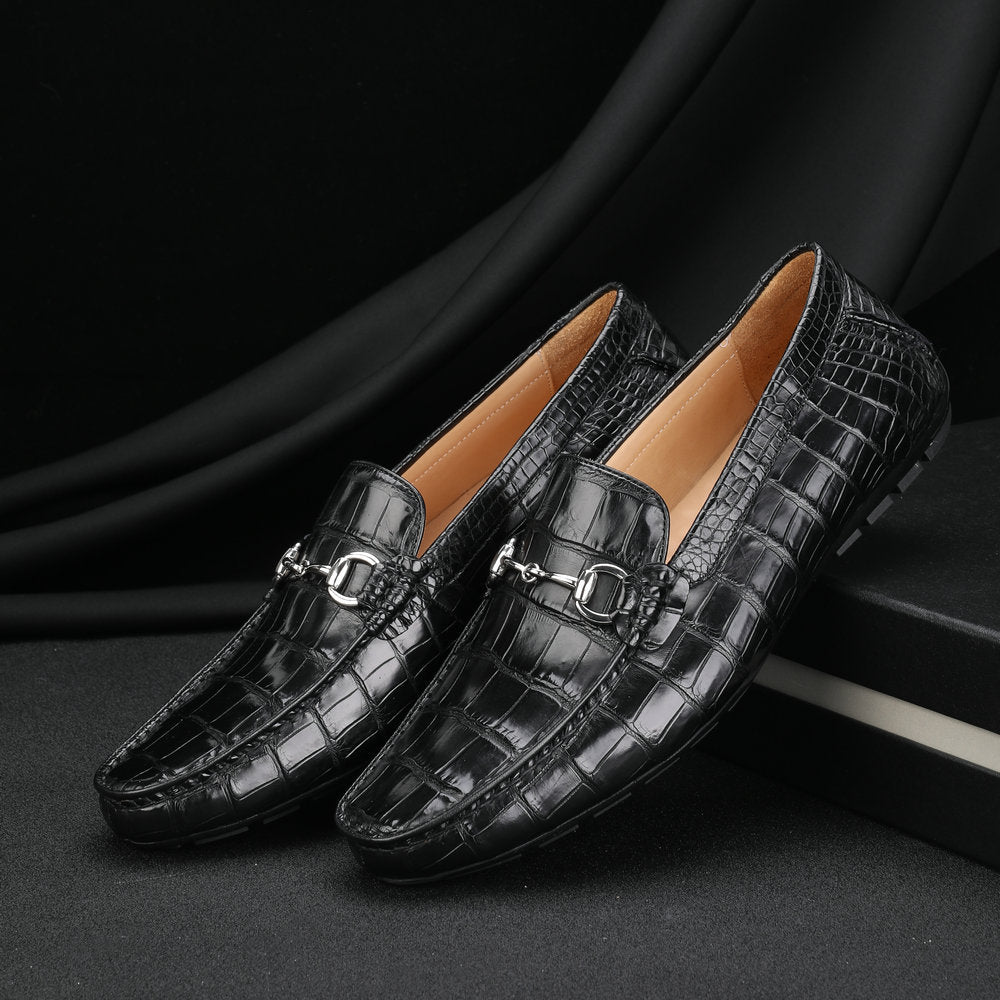 Crocodile Skin Men's Leather Shoes Genuine Leather Moccasins Fashion Casual Men's Shoes