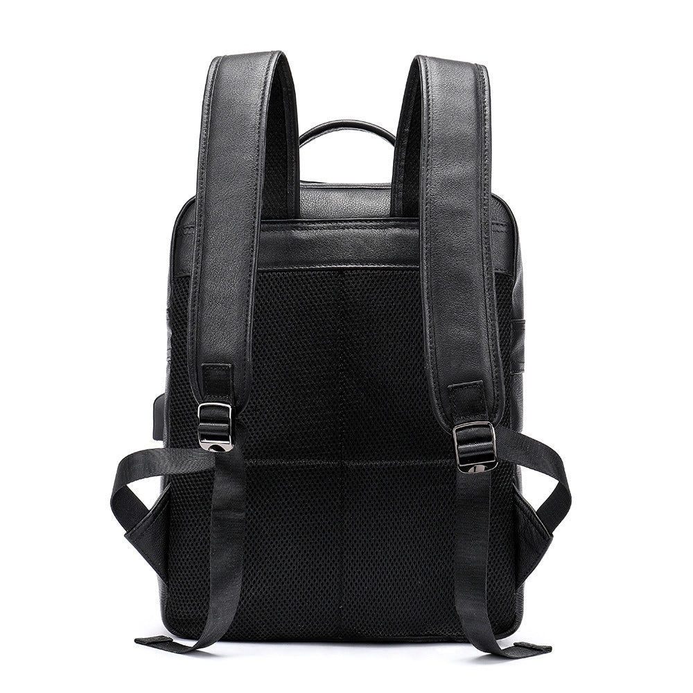 Men's backpack genuine cowhide leather business large capacity off-road travel computer bag