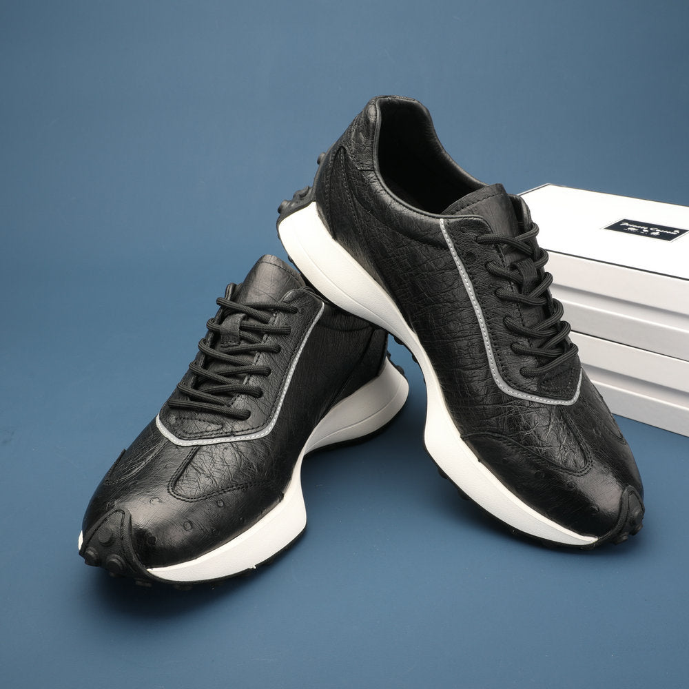 Ostrich leather men's shoes genuine leather wear-resistant anti-slip fashion sports casual shoes