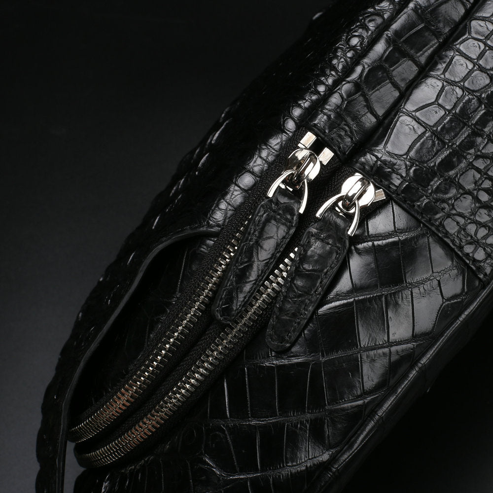 Men's Bust Bag Crocodile Skin Genuine Leather Large Capacity Outdoor Sports Backpack Casual Fashion Waist Pouch