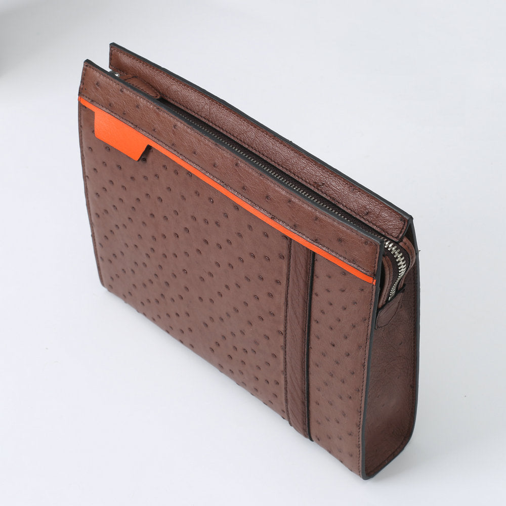 New Ostrich Skin Genuine Leather Men's Handbag Business Casual High Quality Men's Bag