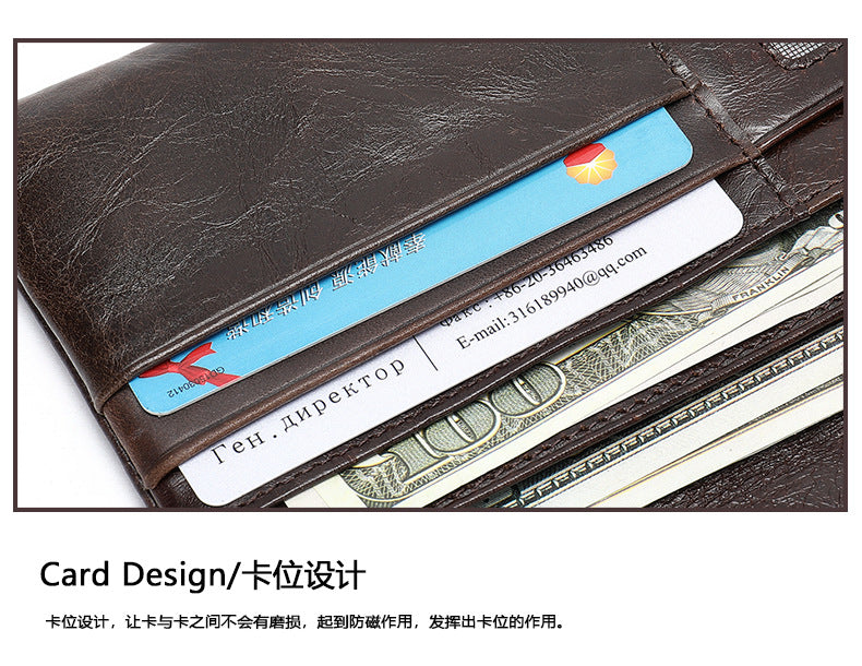 Men's Wallet RFID Coin Card Holder Retro Large Capacity Clutch Bag Men's Wallet
