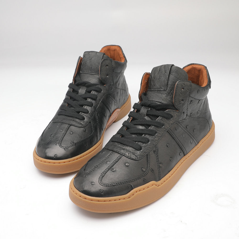 Ostrich skin genuine leather men's shoes fashion casual short boots
