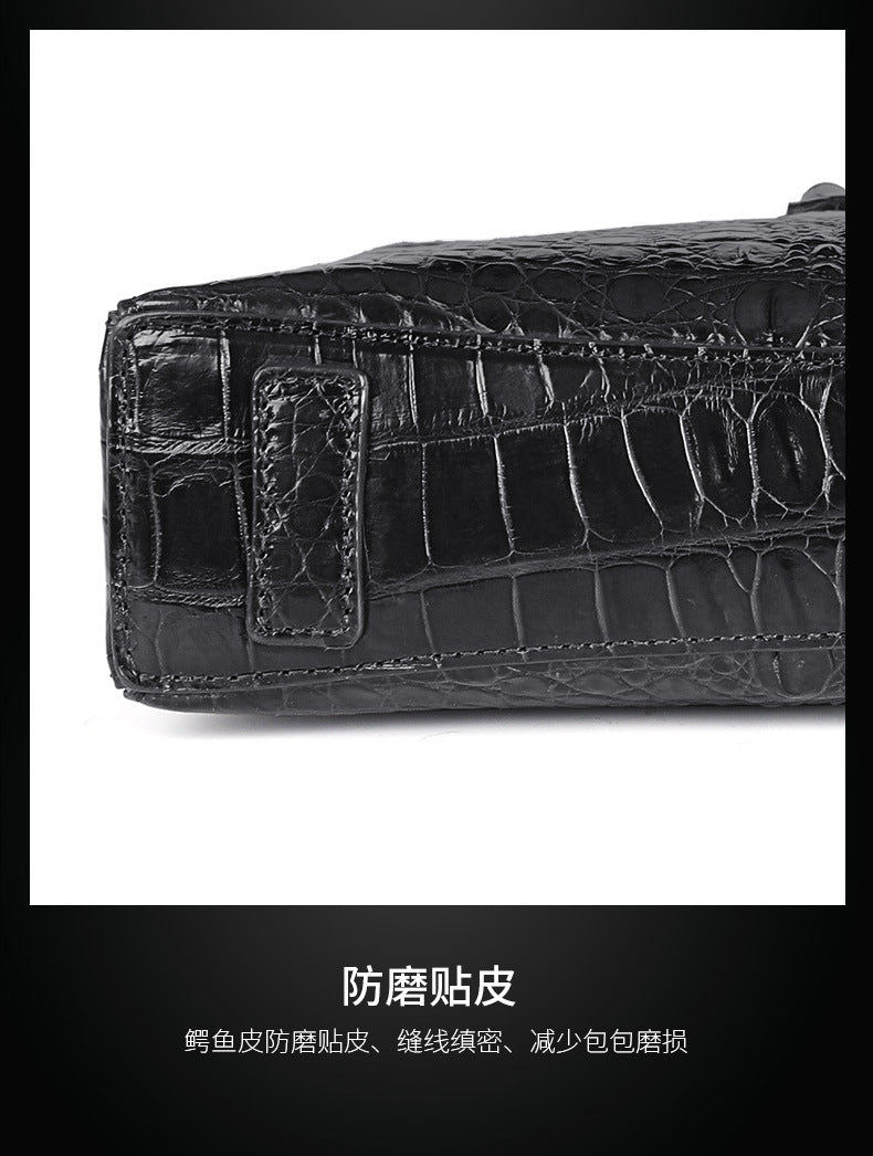 Siamese crocodile bone skin men's briefcase handbag anti-theft security lock genuine leather luxury business bag handbag