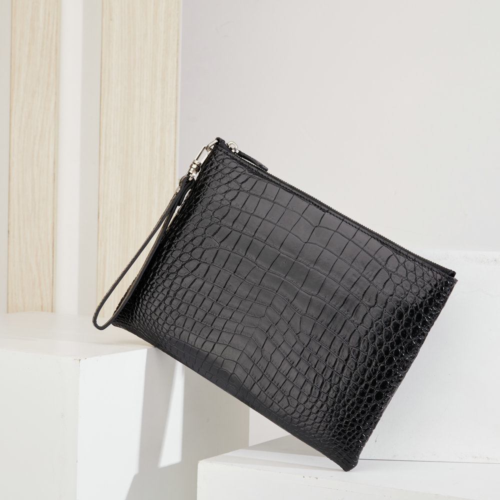 Siamese Crocodile Skin Men's Bag Genuine Leather Business Casual Handbag