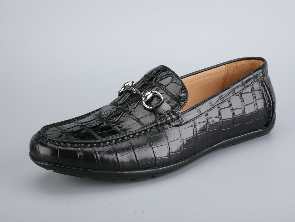 Men's Leather Shoes Crocodile Skin Genuine Leather Moccasins Handmade Casual Men's Shoes