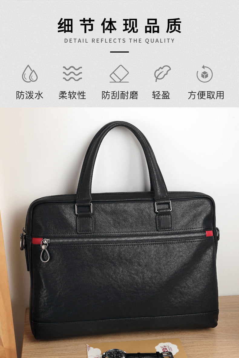 Men's Briefcase Handbag Genuine Cowhide Leather Business Casual Crossbody Bag