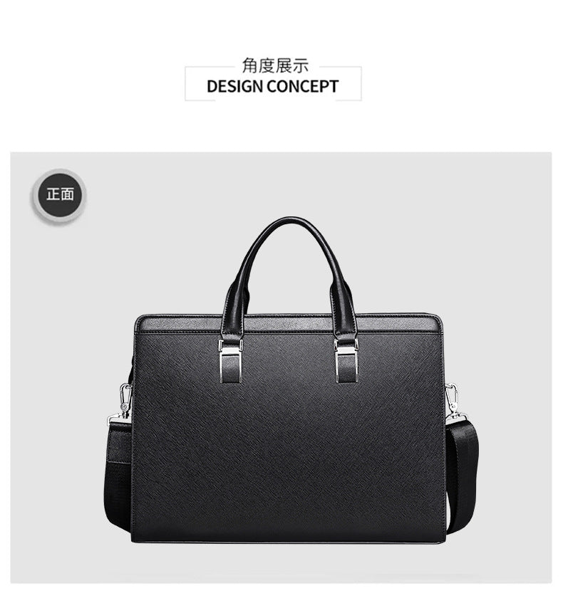 Men's handbag cowhide genuine leather computer bag large capacity business briefcase