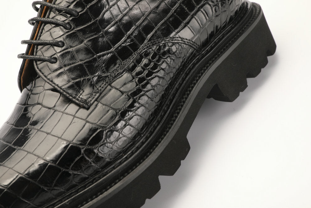 New Crocodile Belly Skin Men's Leather Shoes Genuine Leather High Quality Thick Sole Business Shoes