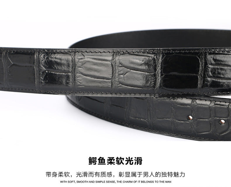 Crocodile skin belly skin without buckle men's belt genuine leather without splicing business casual plate buckle needle buckle men belt without buckle