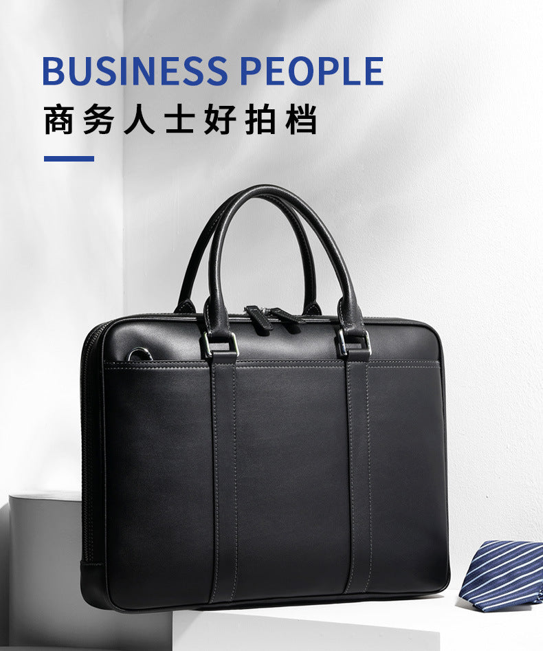 Men's briefcase business genuine cowhide leather casual simple crossbody shoulder bag handbag