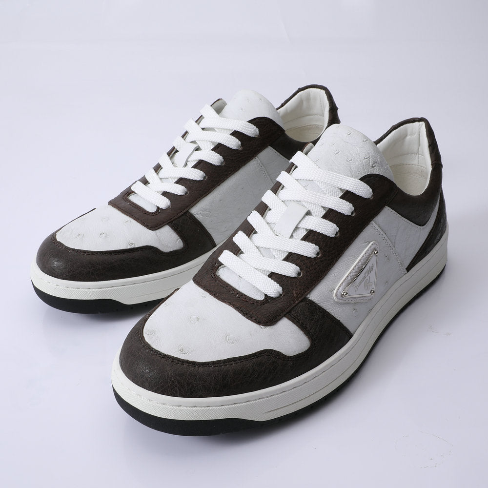 2023 New Ostrich Skin Men's Sneakers Genuine Leather Casual Fashion Men's Shoes
