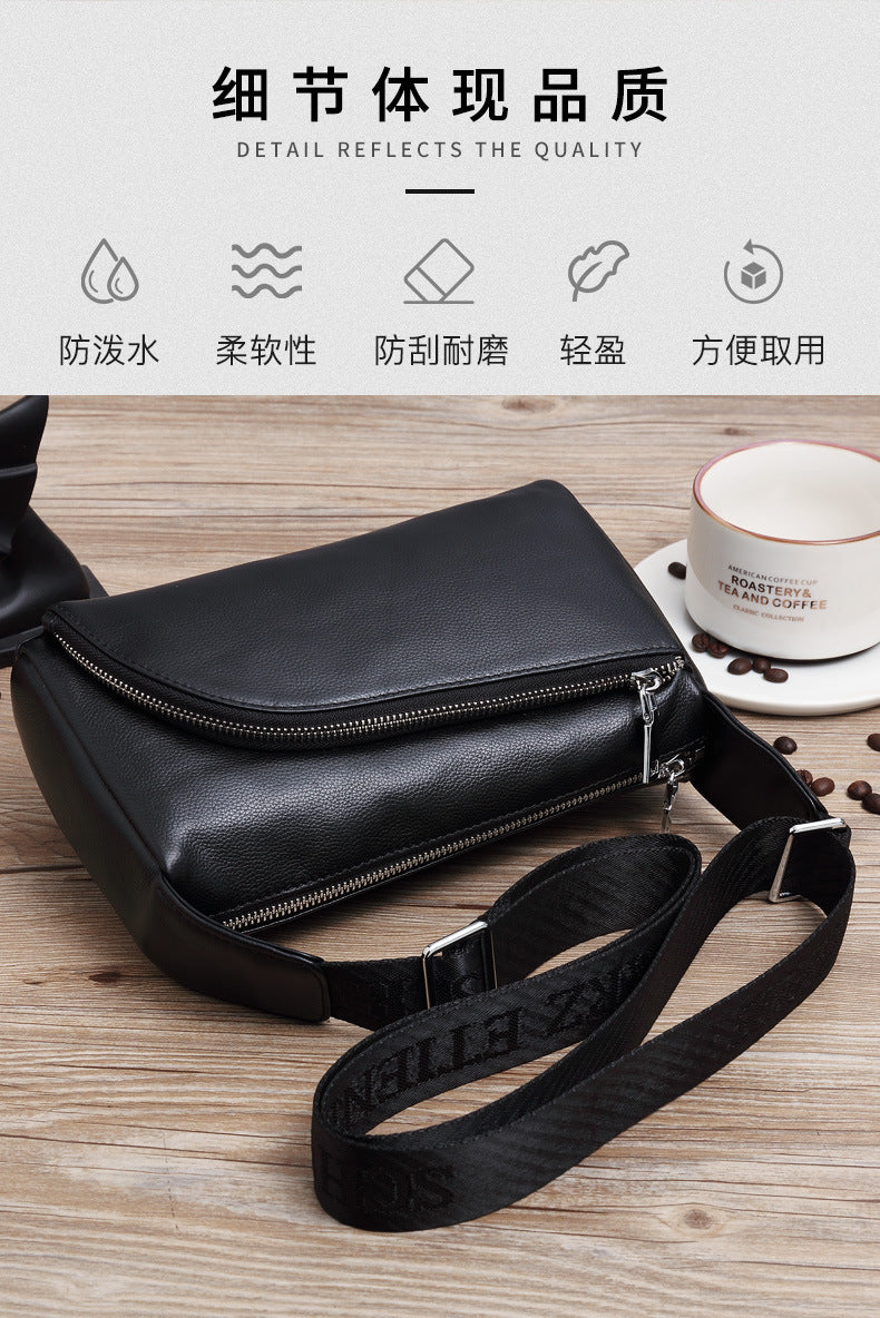 Men's Shoulder Bag Cowhide Genuine Leather Korean Fashion Casual Crossbody Bag