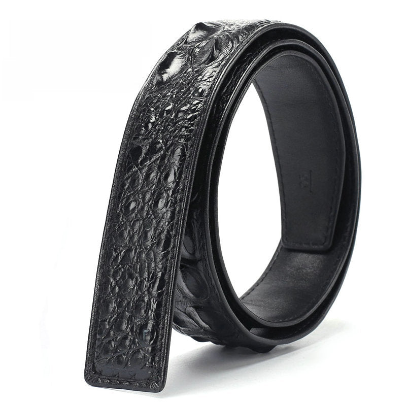 Taiwan Crocodile Skin Osteoderm Men's Belt Genuine Leather No Pieces Smooth Buckle Men Belt No Buckle