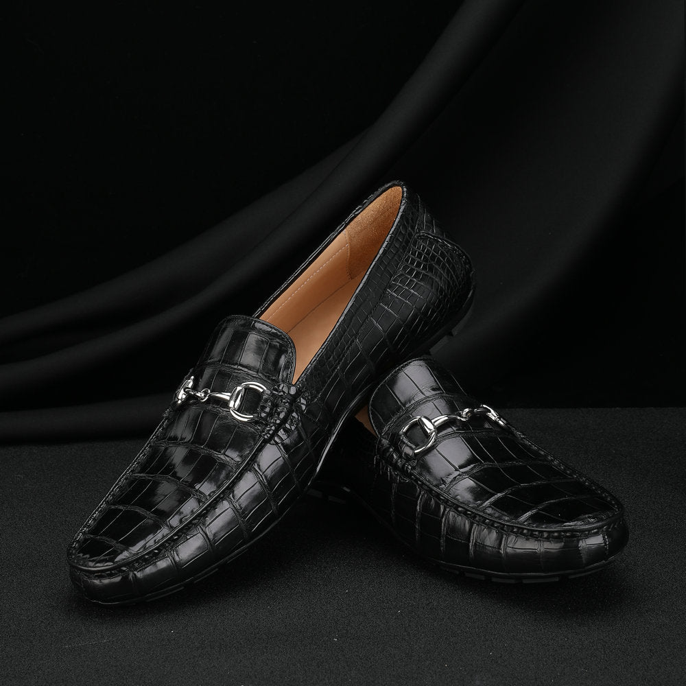 Crocodile Skin Men's Leather Shoes Genuine Leather Moccasins Fashion Casual Men's Shoes