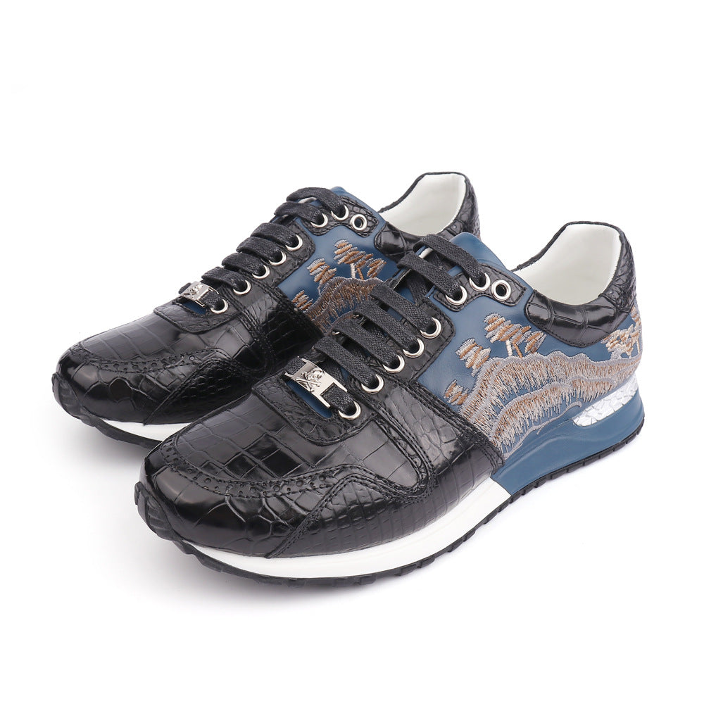 Crocodile leather genuine leather men's sneakers anti-slip fashion casual shoes men's shoes